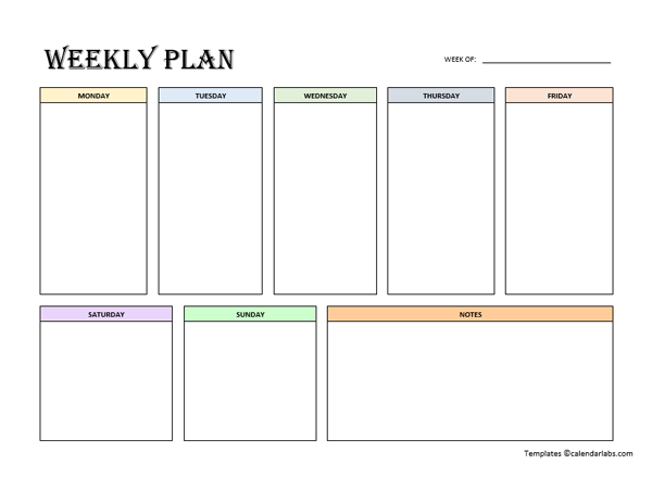 Blank School Schedule Template