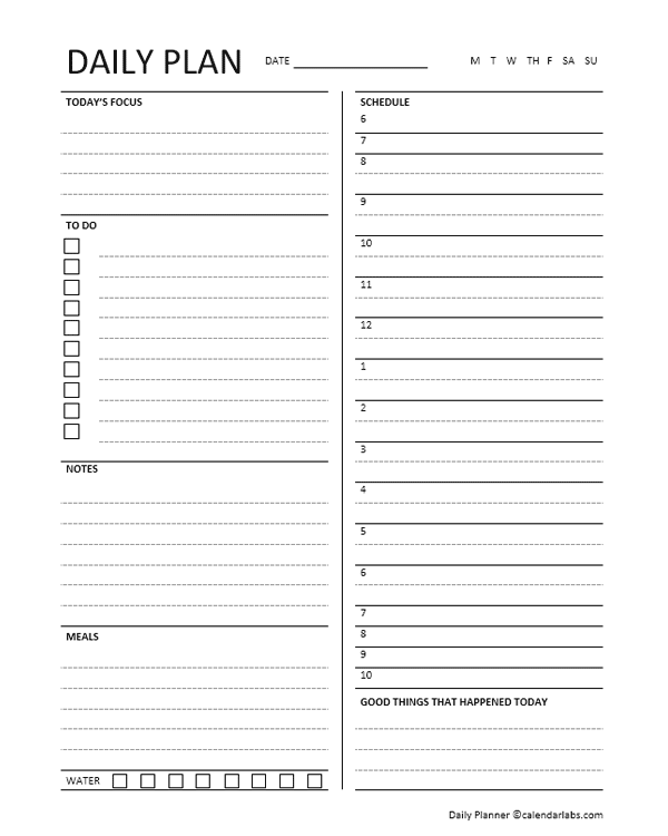 Classic Daily PlannerTemplate