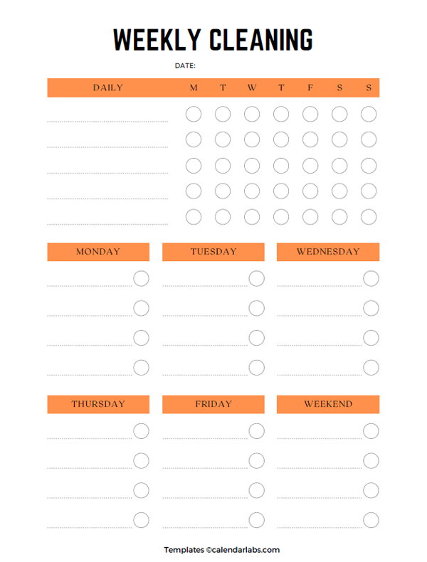 Customizable Free Editable Cleaning ScheduleTemplate