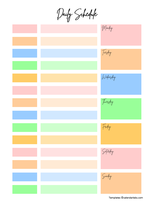 Cute Daily Schedule Template Printable
