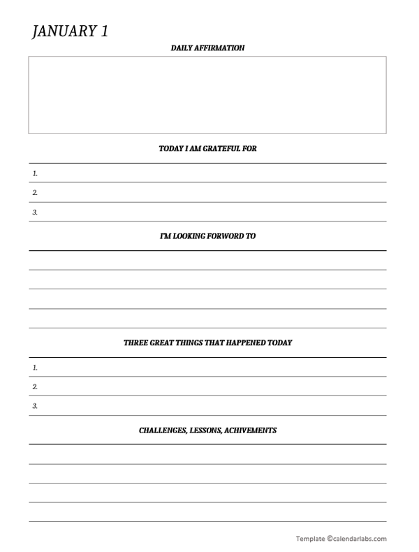 Daily Gratitude Journal Template