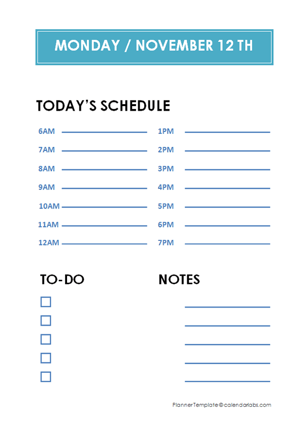 Daily Hourly Planner Template