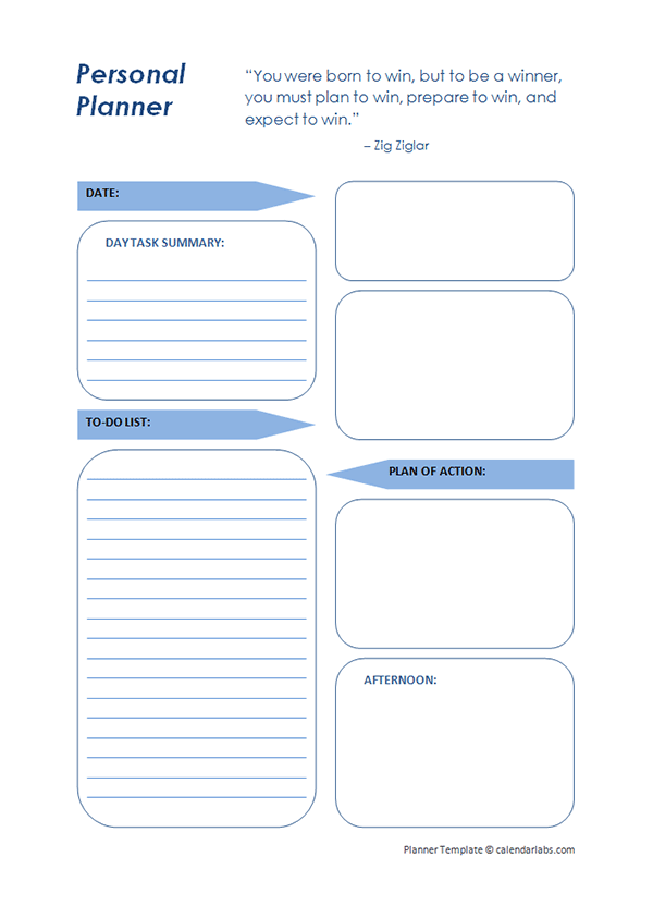 Printable Daily Planner Template