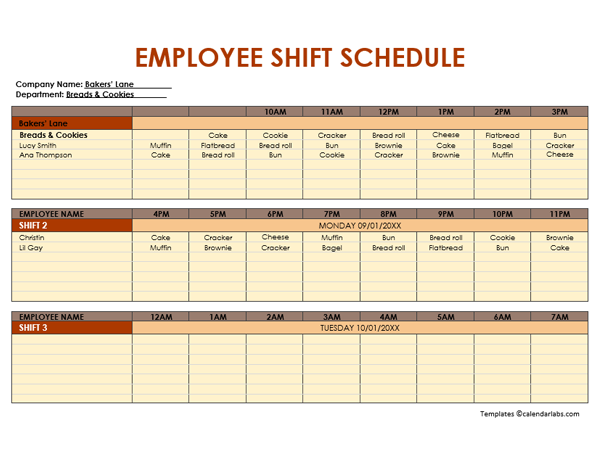 Employee Shift Schedule Template 24x7