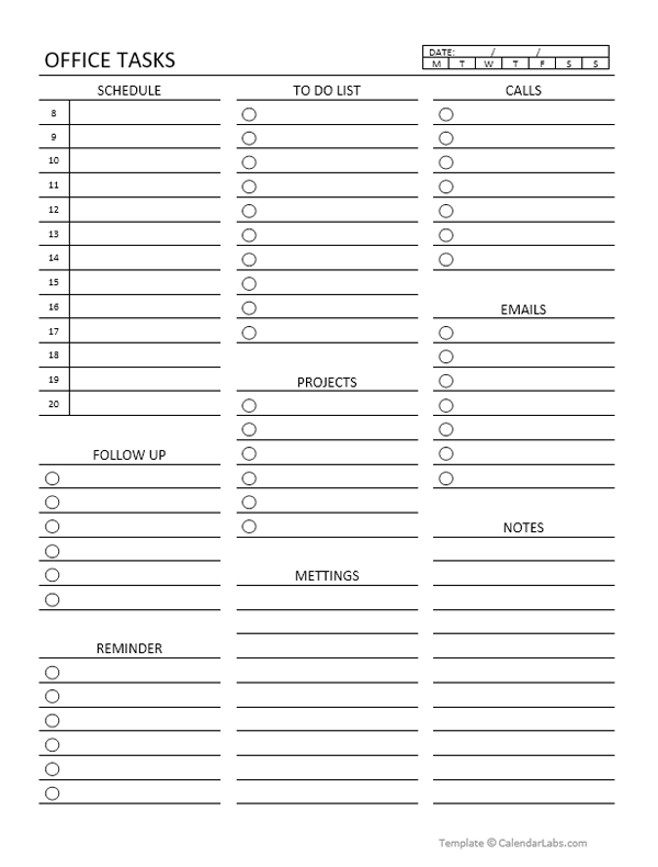 Employee Task List Template