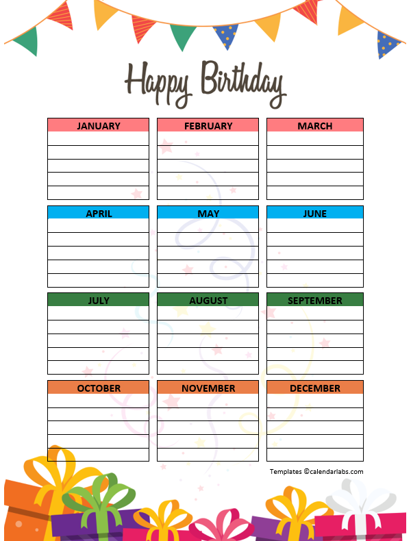 Family Birthday Calendar