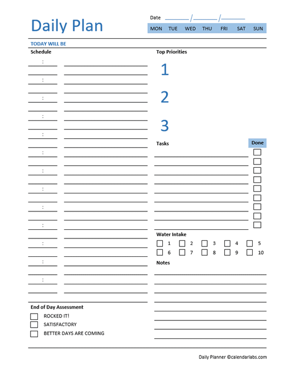 Free Daily Classic Planner Template