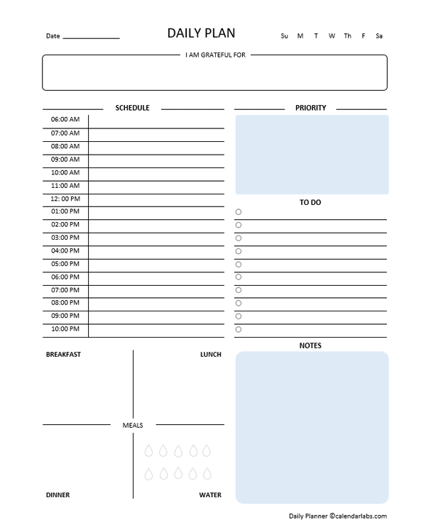 Printable Daily Planner Template - CalendarLabs