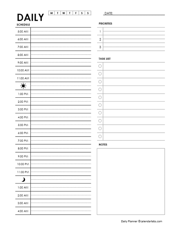 Free Printable Cute Daily Planner Template - Free Printable Templates