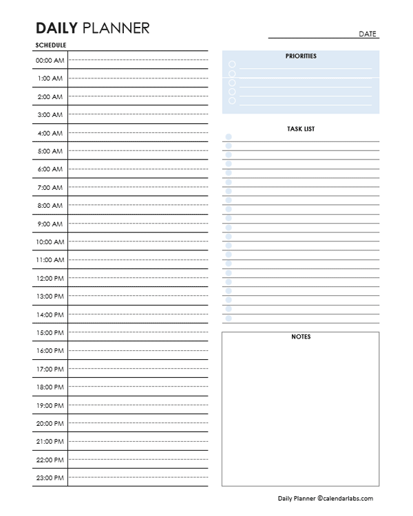 Free Printable Daily Planner With Time Slots