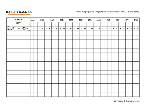 Free Printable Habit Tracker Template