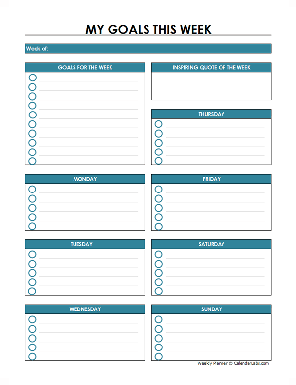 Free Printable Weekly Planner Template