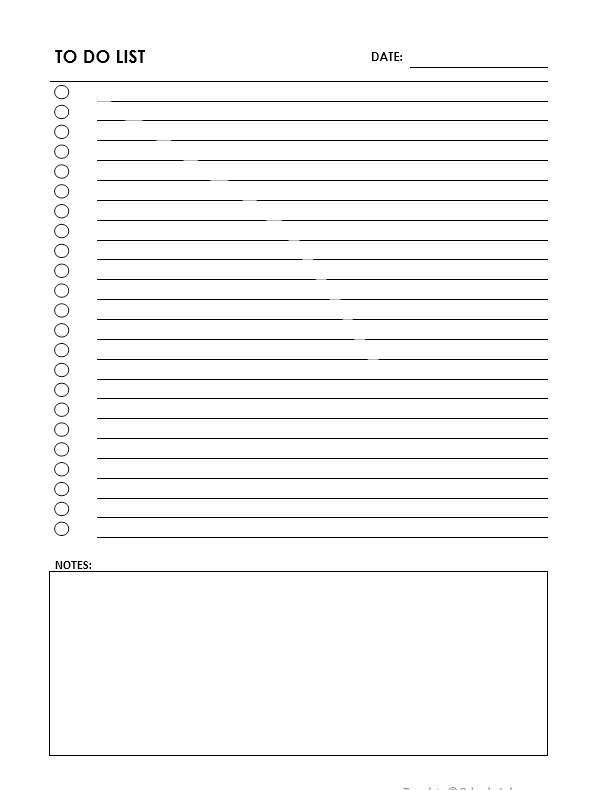 Free To-Do List Template With Notes