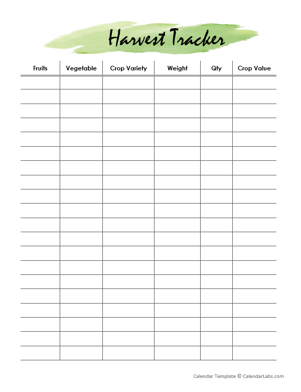 Harvest Tracker Planner