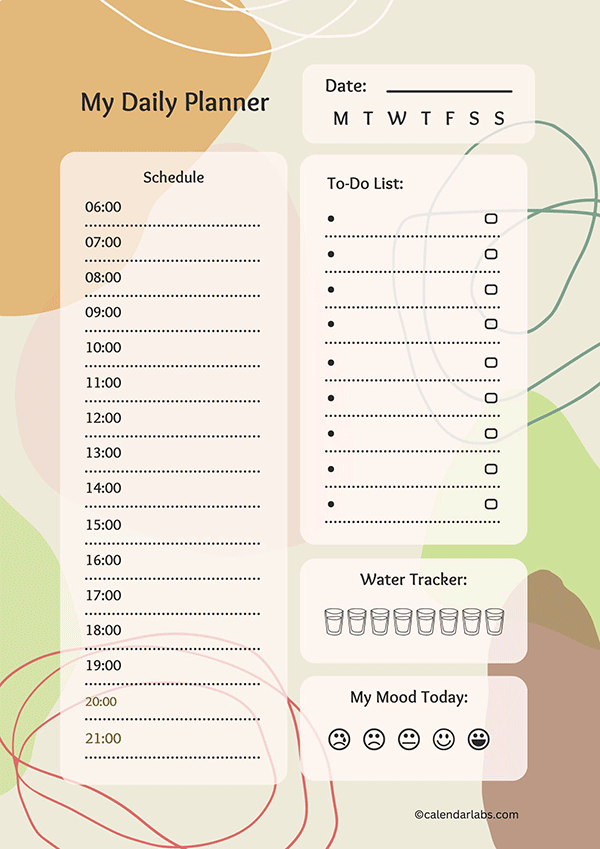 Hourly Daily Schedule Planner