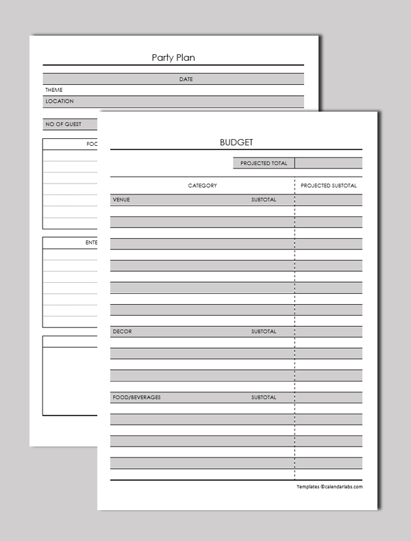 Party Planner Template Free