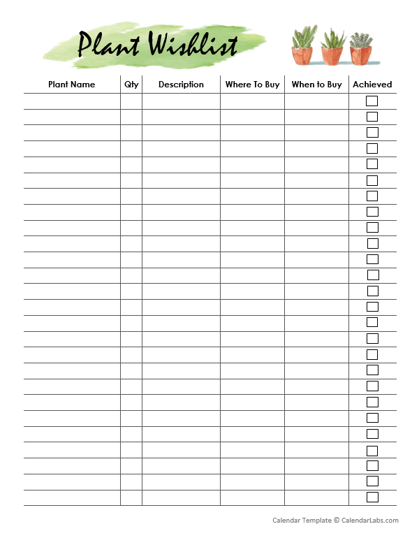 Plant Wishlist Planner