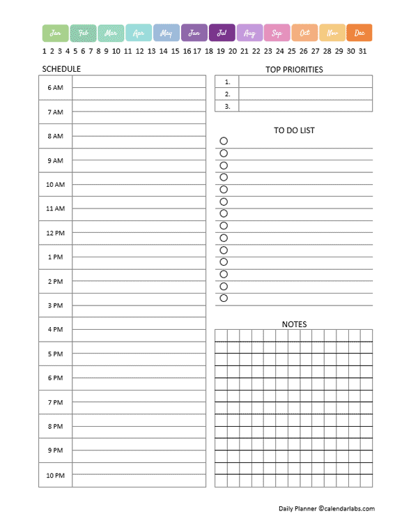 Printable Daily Hourly Plannner