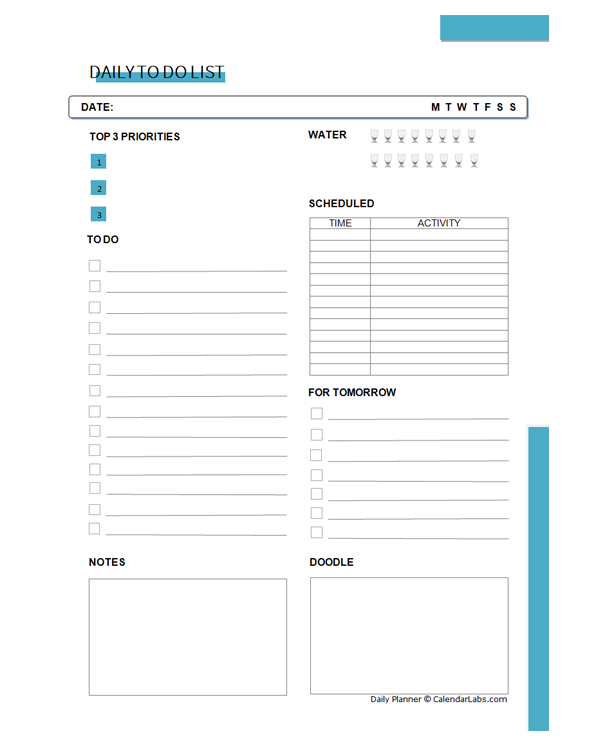 Printable Daily To Do List Planner