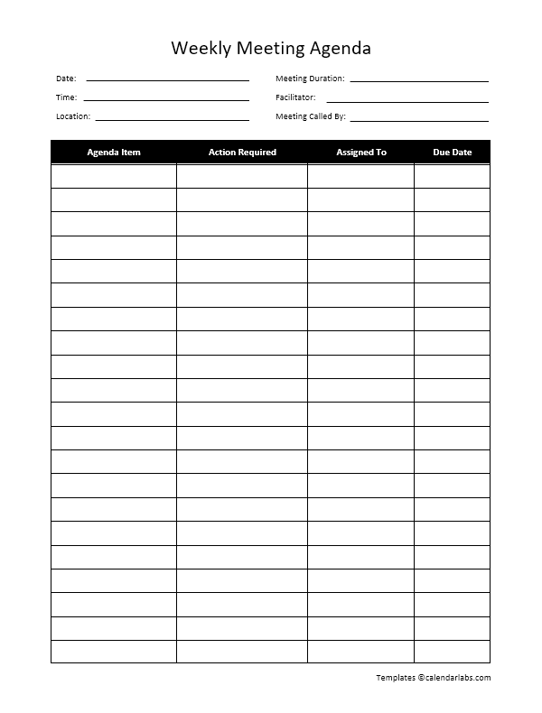Printable Free Weekly Agenda Planner