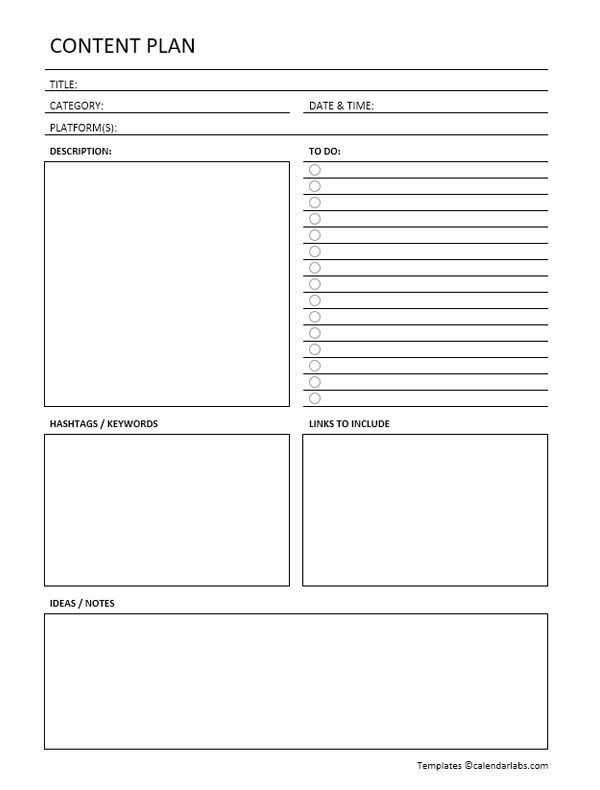 Pintable Social Media Planner Template