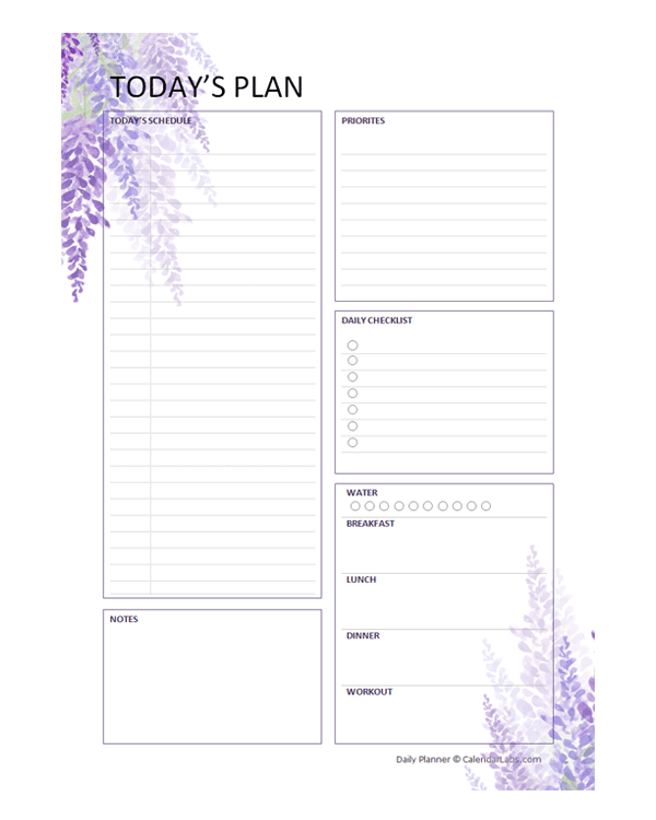 Printable Undated Planner Daily Checklist Template