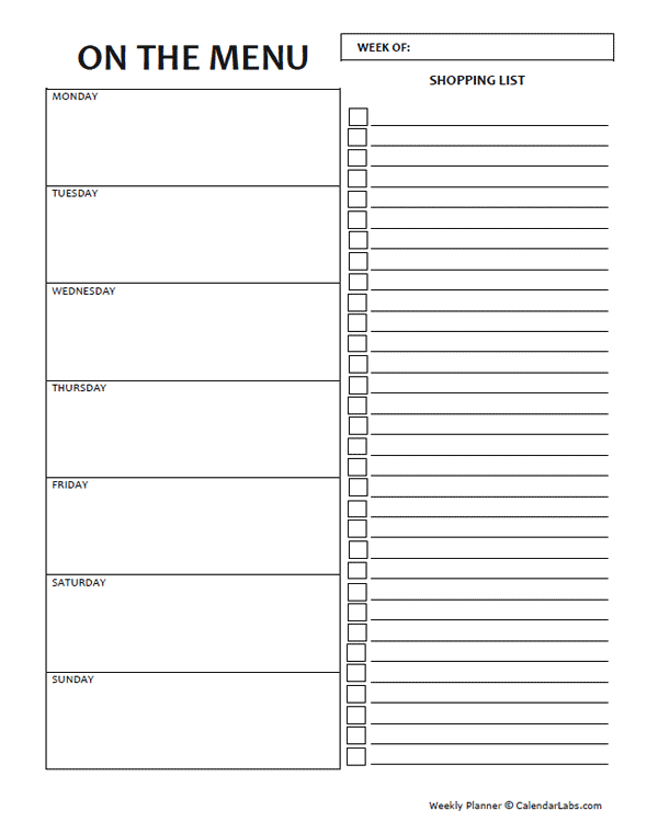 Printable Weekly Meal Planner