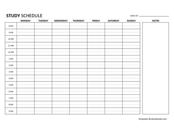 School Schedule Template Printable