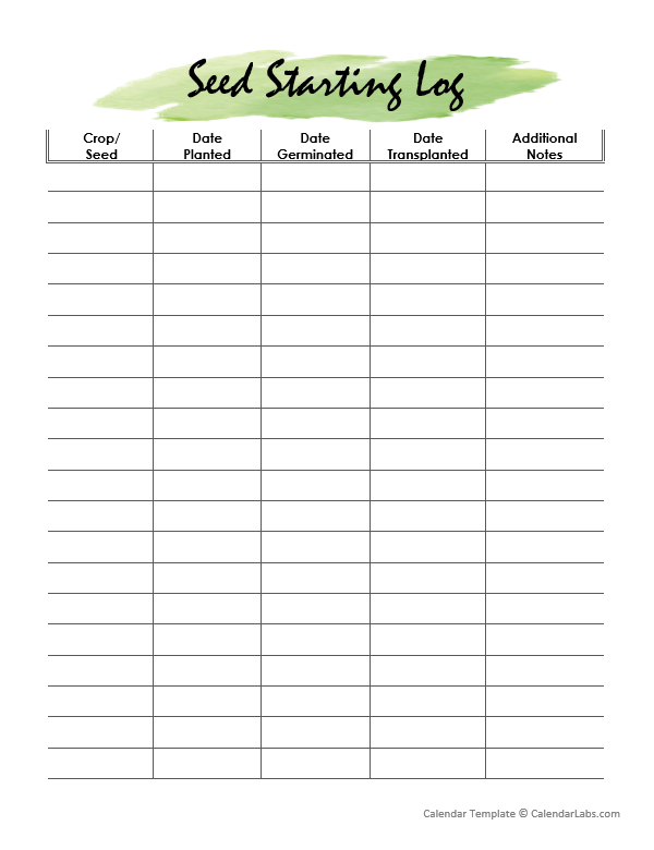 Seed Starting Log Planner