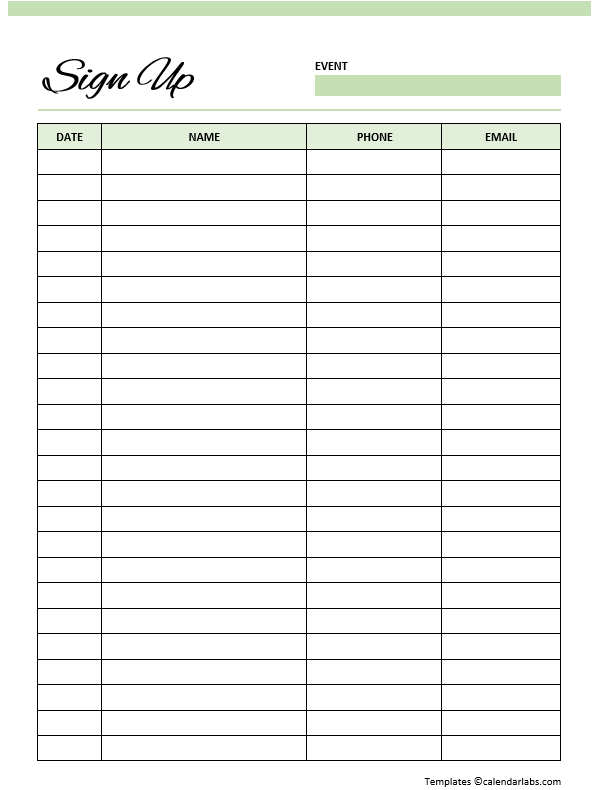 Word Spreadsheet Template