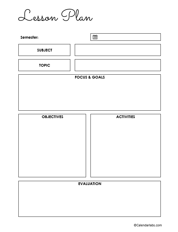 Teacher Lesson Planner Template