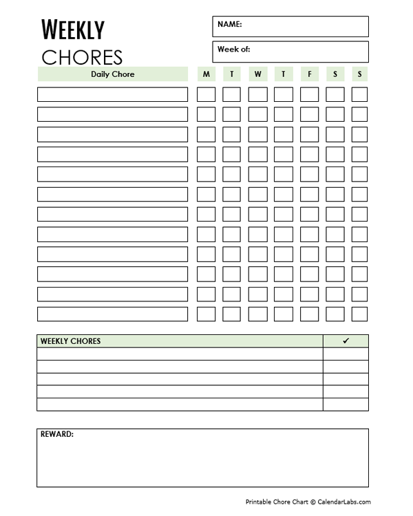 Weekly Chore Chart