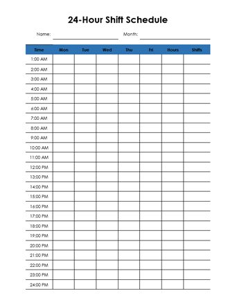 24 Hours Shift Schedule Template