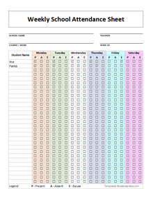 Attendance Sheet For Students Excel