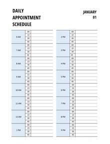Daily 15min Interval Appointment Book