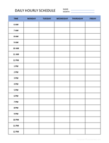 Daily Hourly Schedule Template