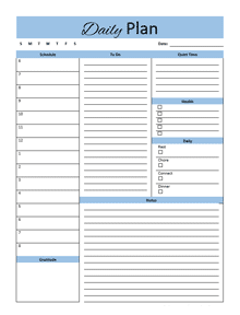 Daily Planner Printable Template Free
