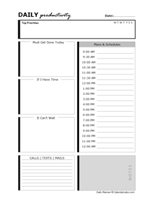 Daily Productivity Template