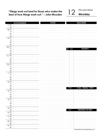 Daily Schedule Planner Template