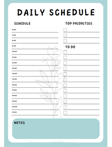 Daily Schedule Template Pdf