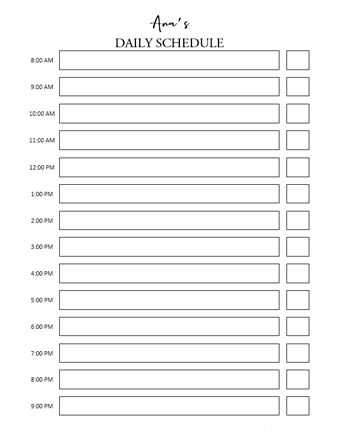 Editable Daily Schedule Template