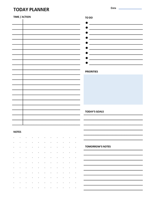 Editable Daily Scheduling Planner