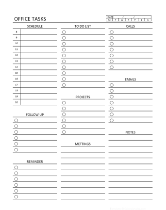 Employee Task List Template