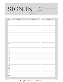 Event Sign In Template