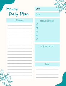 Floral Daily Hourly Planner