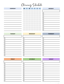 cleaning charts templates