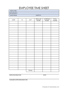 Free Employee Timesheet Printable