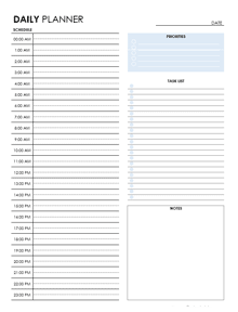 Daily Planner Template - Free Printable Daily Planner for Excel