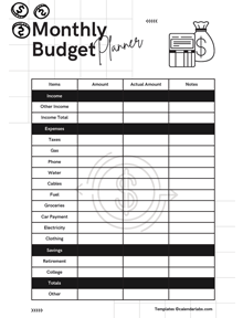 Free Printable Monthly Budget Planner