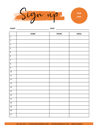 Free Sign Up Sheet Template